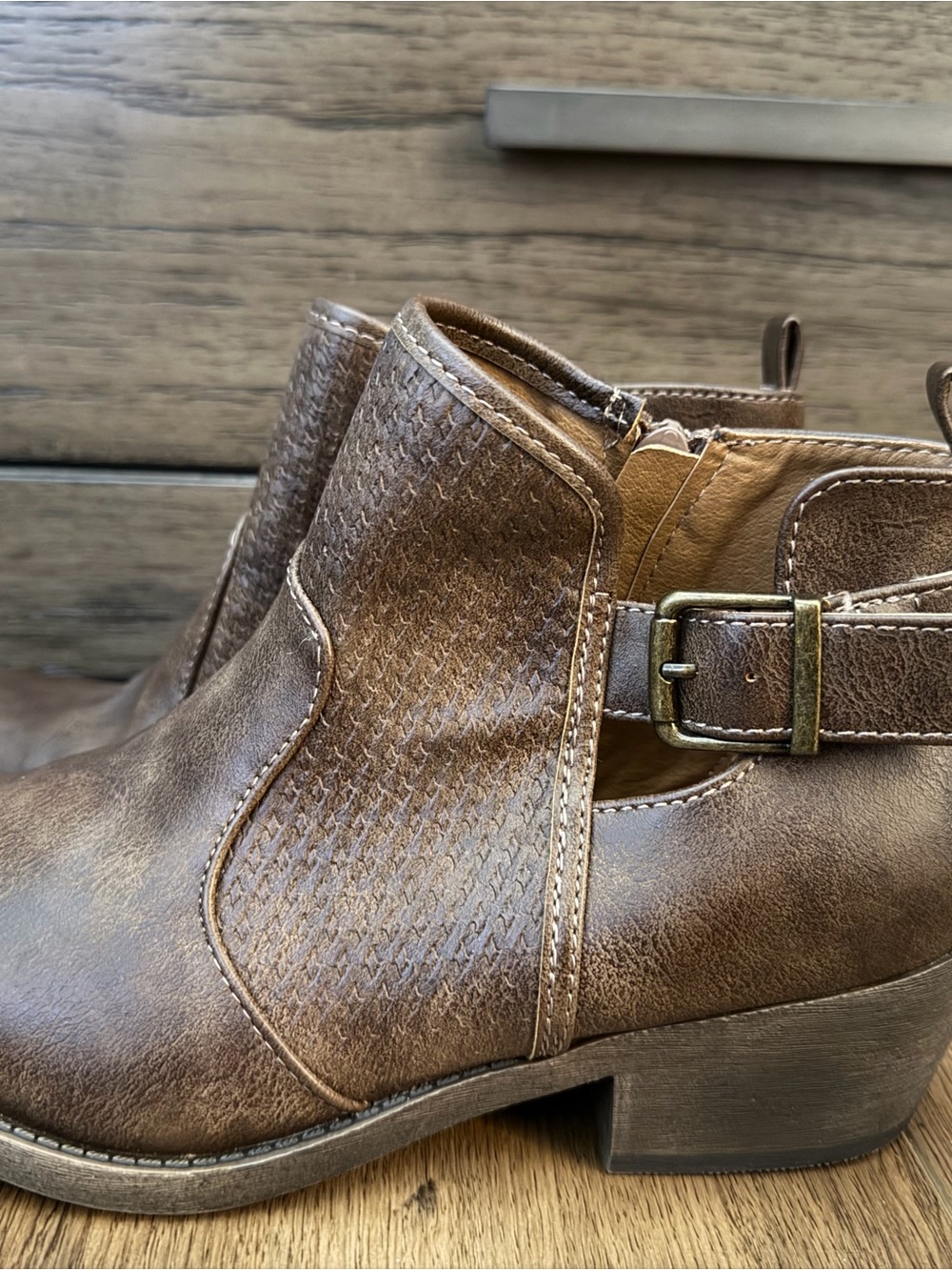 Women’s Brown Ankle Boot with Buckle Detail